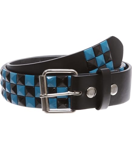 Snap On Punk Rock Black & Green Star Studded Checker Board Leather